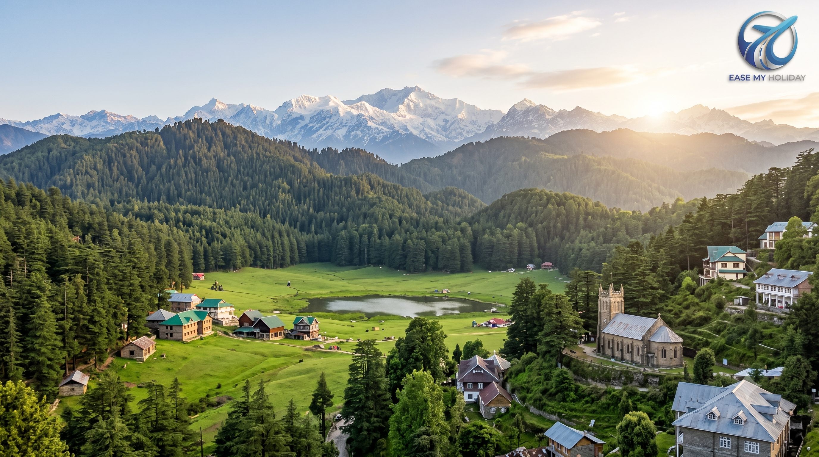 Scenic view of snow-capped Dhauladhar mountains in Dharamshala and Dalhousie tour